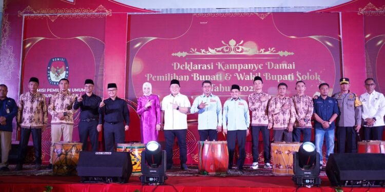 Tiga Paslon Bupati dan Wakil Bupati Solok Tahun 2024 Ikuti Deklarasi Pilkada Damai