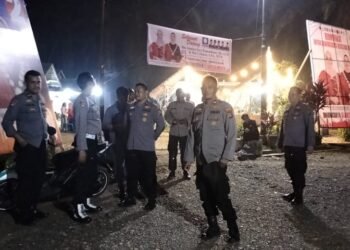 Kampanye Pasangan ASLI Di Sungai Langkok Dikawal Personil Polres Dharmasraya