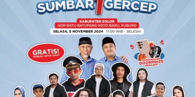 Selasa Ini, Konser Sumbar 1 Gercep Mahyeldi-Vasko Ramaikan GOR Batu Batupang Kotobaru Solok