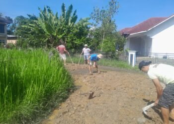 Perbaiki Jalan Rusak, Warga Perum Tamber Indah Nagari Tj Baringin Utara Lakukan Goro