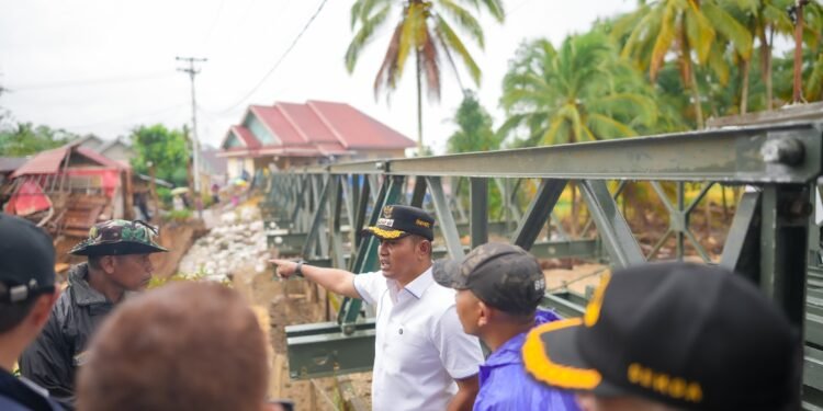 Progres Pengerjaan Bailey di Jembatan Bawah Kubang Mengembirakan, Bupati Solok Takjub