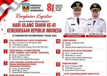 Dharmasraya Agendakan 17 Kegiatan Meriahkan HUT-RI ke 81, dari Selaju Sampan Pulai Hingga Pawai Alegoris